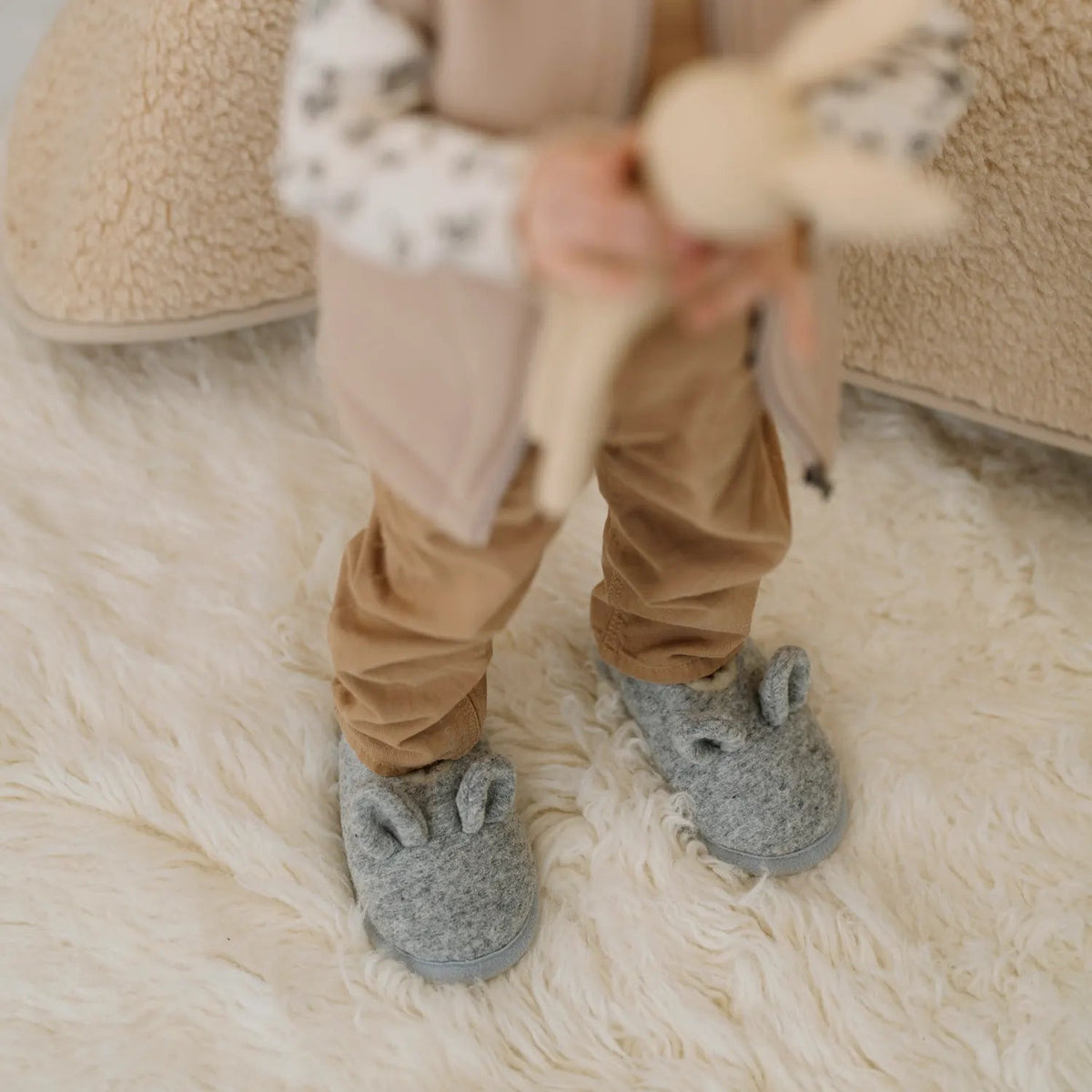 Chaussons enfant en mérinos « Souris »
