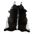 Peau de vache noir et blanc d’environ 220 × 190 cm, vue de dessus : exactement la peau que vous recevez