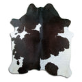 Peau de vache noir et blanc d’environ 200 × 180 cm, vue de dessus : exactement la peau que vous recevez