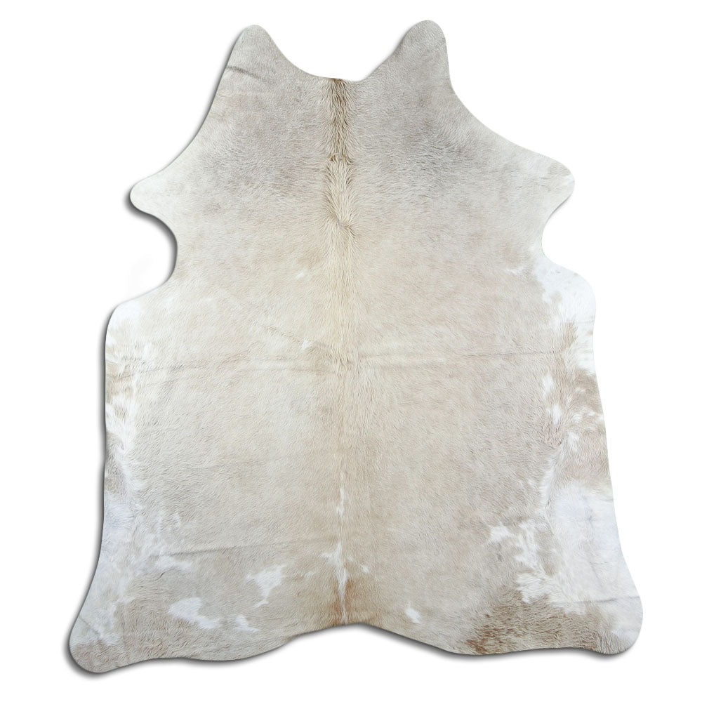 Peau de vache champagne d’environ 200 × 170 cm, vue de dessus : exactement la peau que vous recevez