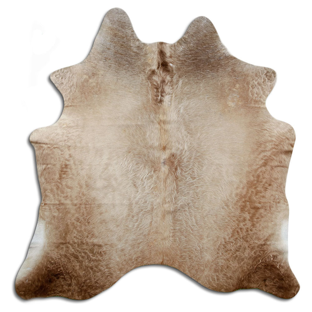 Peau de vache champagne d’environ 170 × 170 cm, vue de dessus : exactement la peau que vous recevez