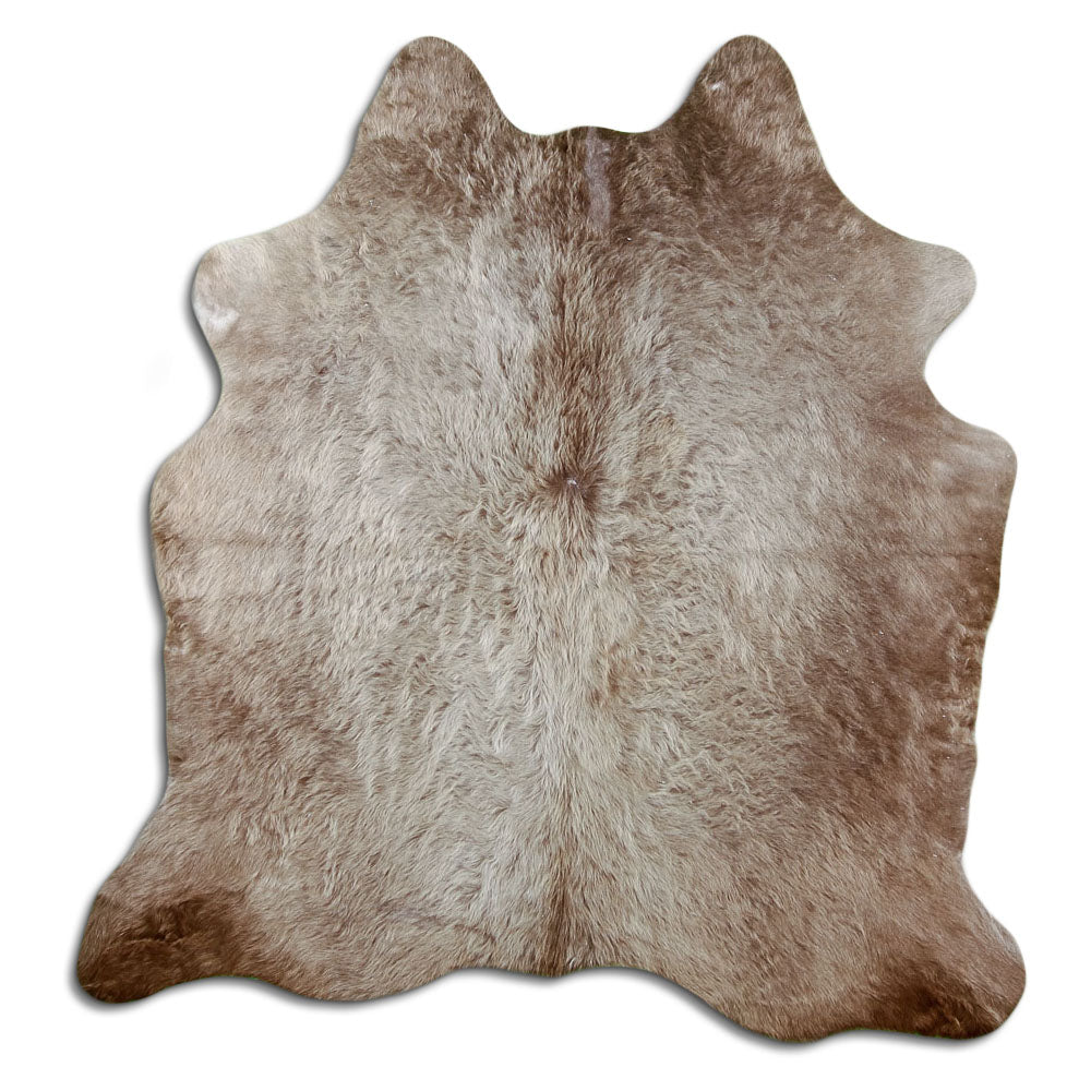 Peau de vache champagne d’environ 160 × 160 cm, vue de dessus : exactement la peau que vous recevez