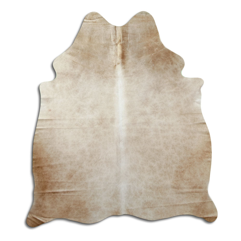 Peau de vache marron d’environ 170 × 150 cm, vue de dessus : exactement la peau que vous recevez