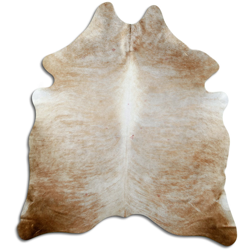 Peau de vache marron d’environ 180 × 170 cm, vue de dessus : exactement la peau que vous recevez