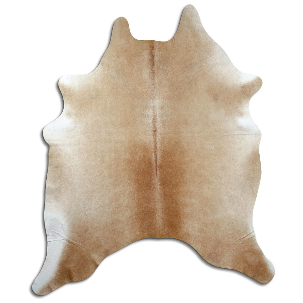 Peau de vache marron d’environ 210 × 180 cm, vue de dessus : exactement la peau que vous recevez