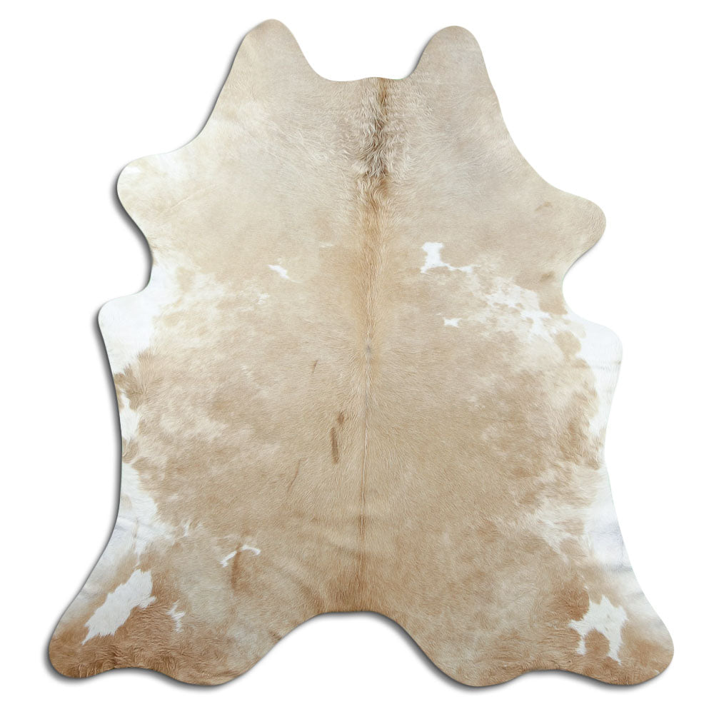 Peau de vache marron d’environ 210 × 190 cm, vue de dessus : exactement la peau que vous recevez