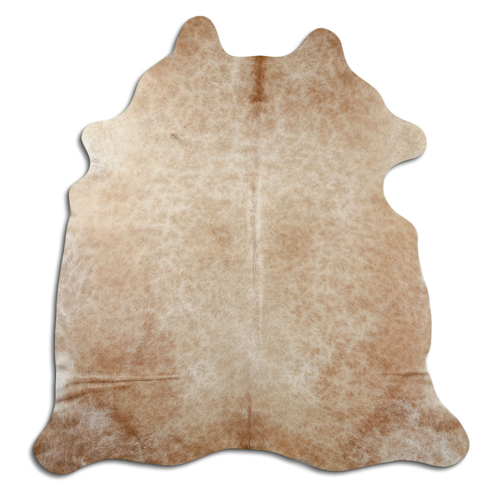 Peau de vache marron d’environ 200 × 190 cm, vue de dessus : exactement la peau que vous recevez