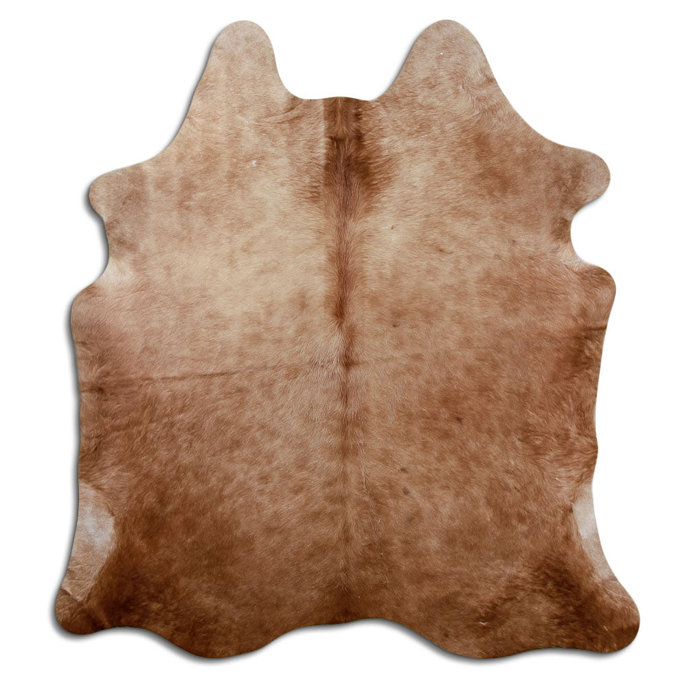 Peau de vache marron d’environ 200 × 180 cm, vue de dessus : exactement la peau que vous recevez