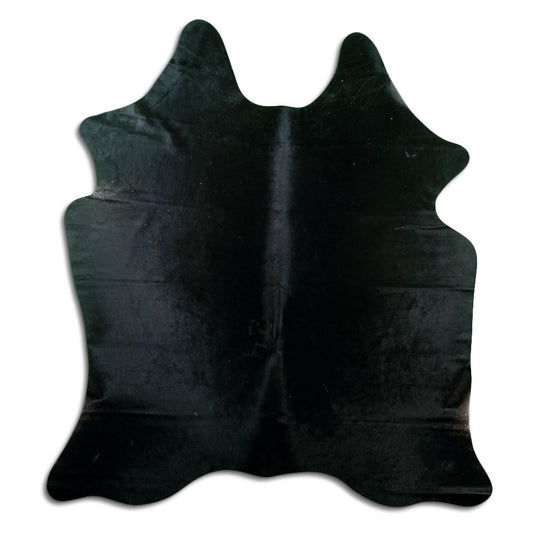 Peau de vache noire d’environ 180 × 170 cm, vue de dessus : exactement la peau que vous recevez