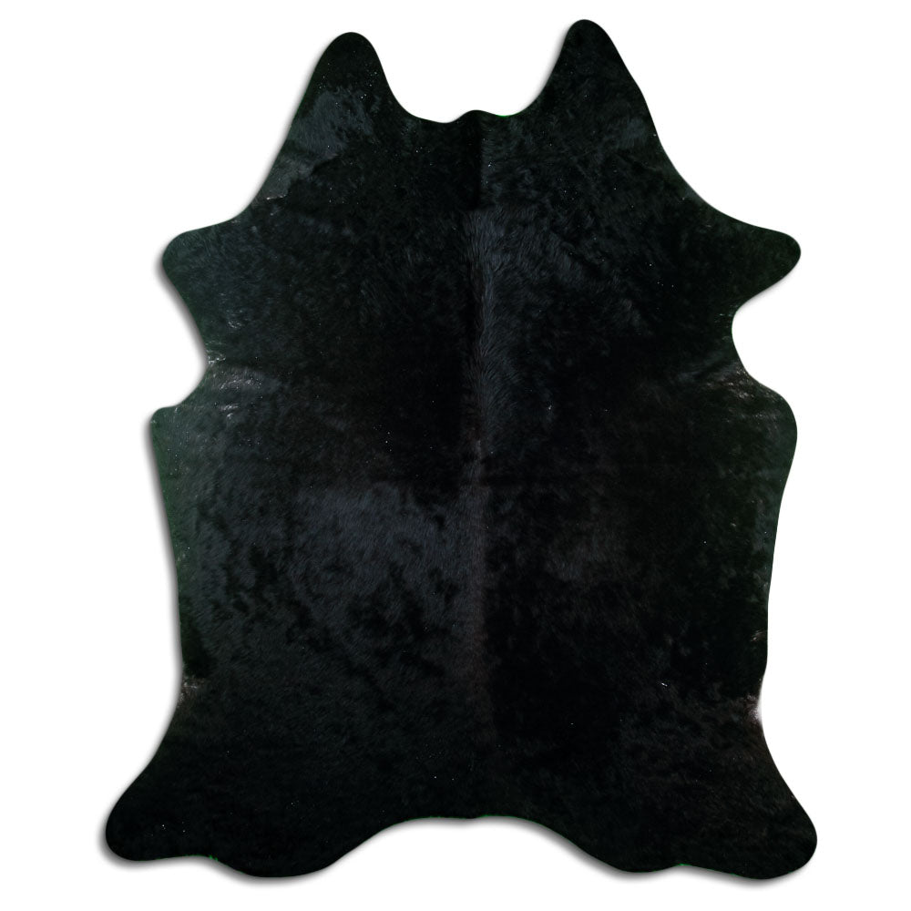Peau de vache noire d’environ 220 × 180 cm, vue de dessus : exactement la peau que vous recevez