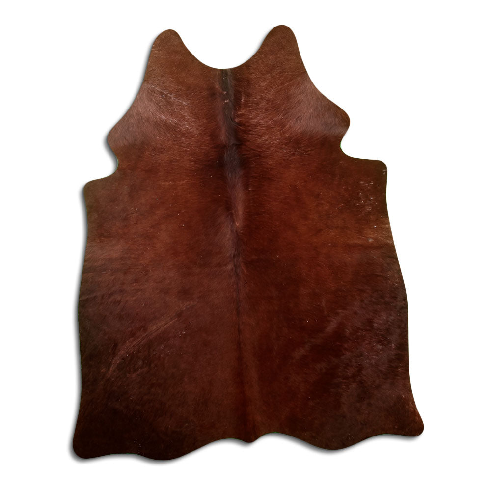 Peau de vache marron d’environ 170 × 140 cm, vue de dessus : exactement la peau que vous recevez