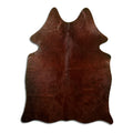 Peau de vache marron d’environ 180 × 140 cm, vue de dessus : exactement la peau que vous recevez