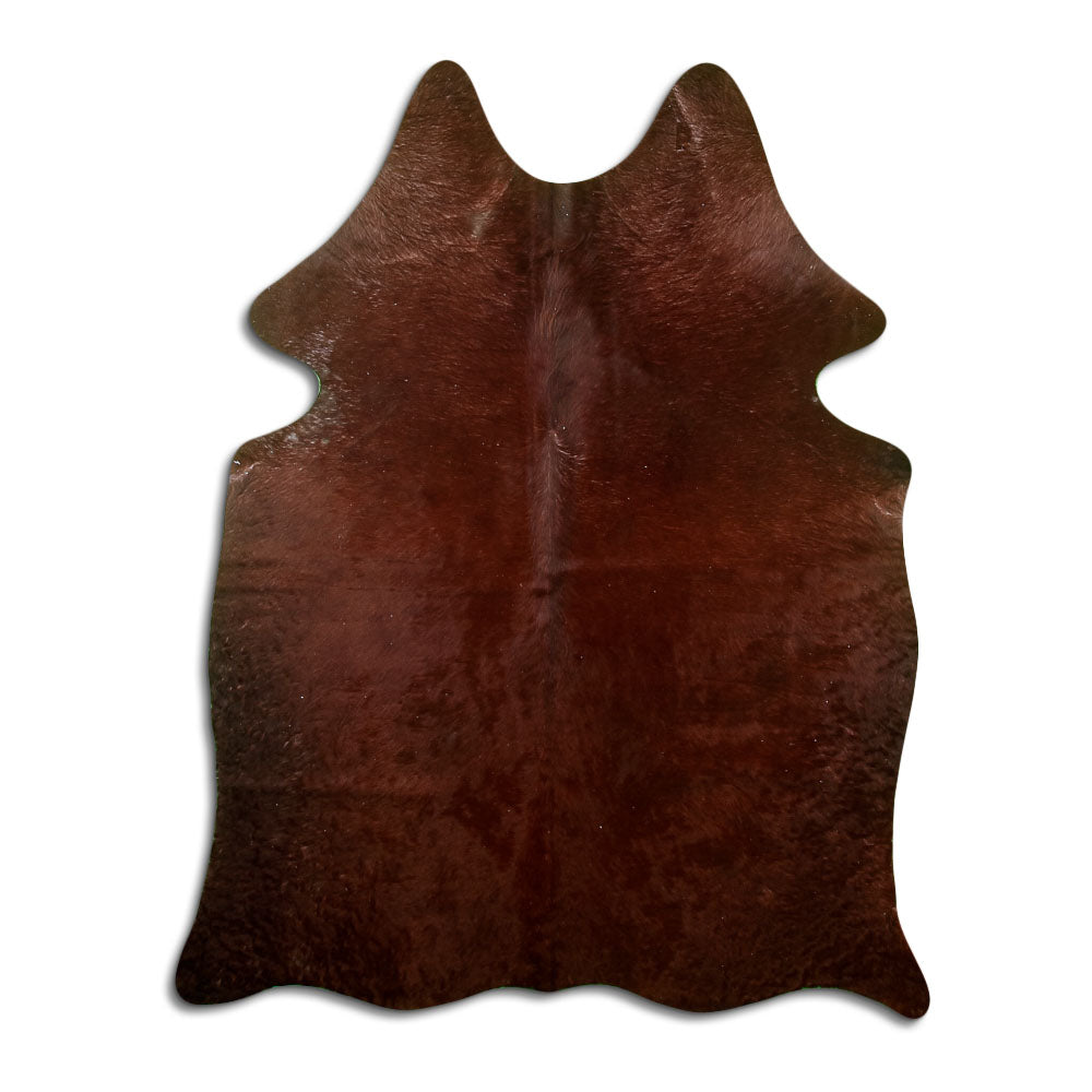 Peau de vache marron d’environ 180 × 140 cm, vue de dessus : exactement la peau que vous recevez