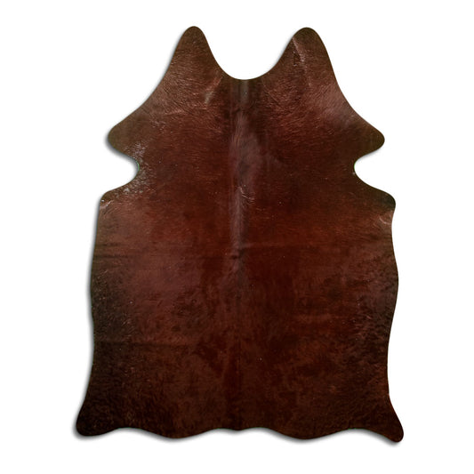 Peau de vache marron d’environ 180 × 140 cm, vue de dessus : exactement la peau que vous recevez