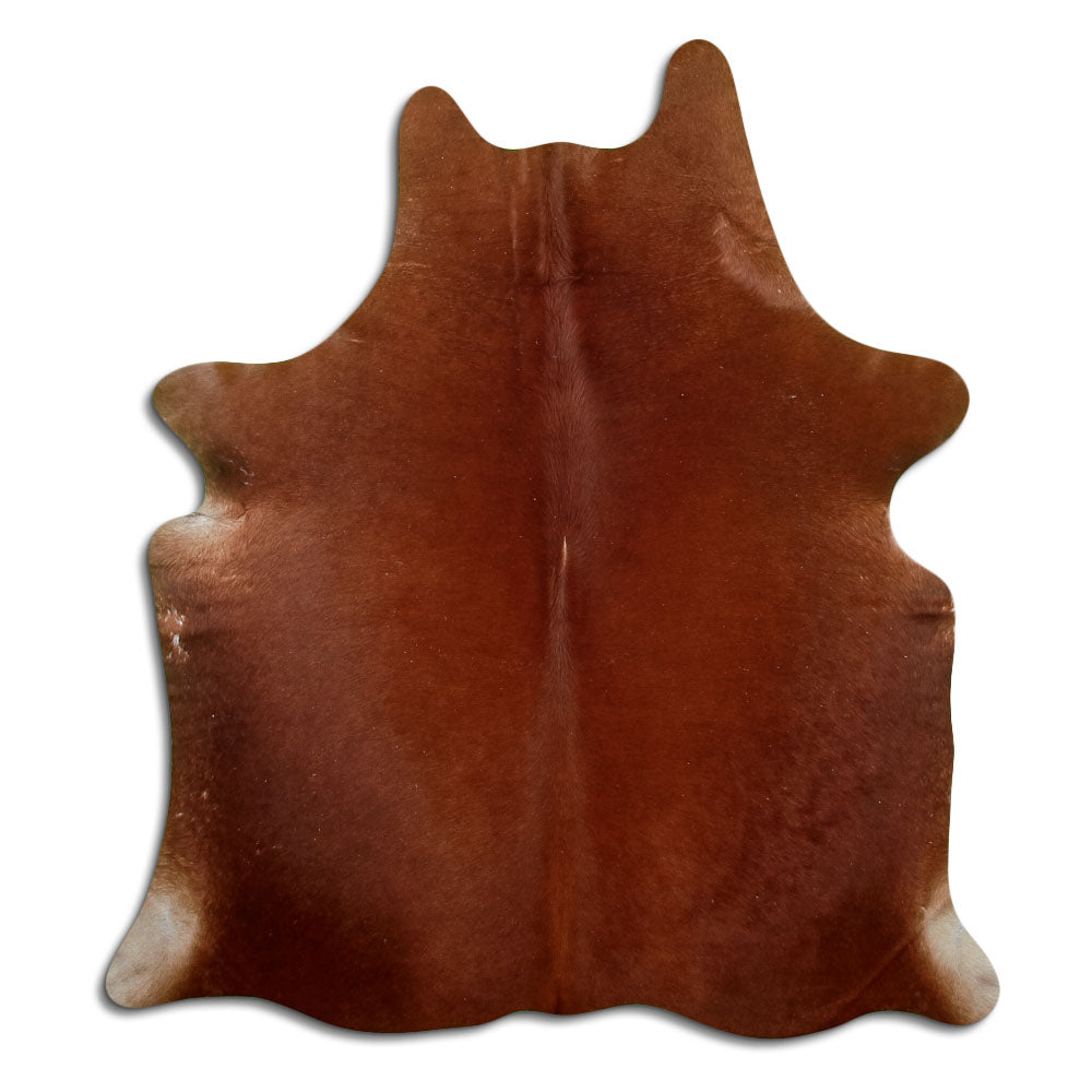 Peau de vache marron d’environ 180 × 160 cm, vue de dessus : exactement la peau que vous recevez