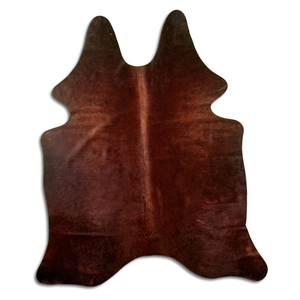 Peau de vache marron d’environ 180 × 150 cm, vue de dessus : exactement la peau que vous recevez