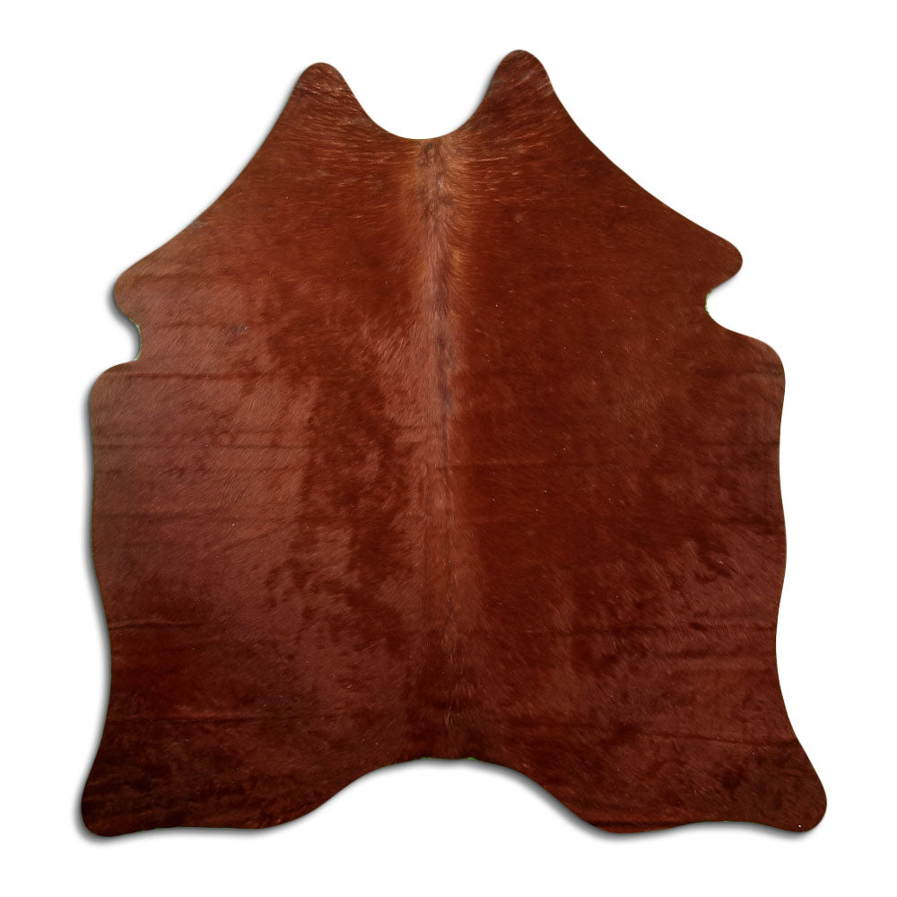 Peau de vache marron d’environ 170 × 170 cm, vue de dessus : exactement la peau que vous recevez