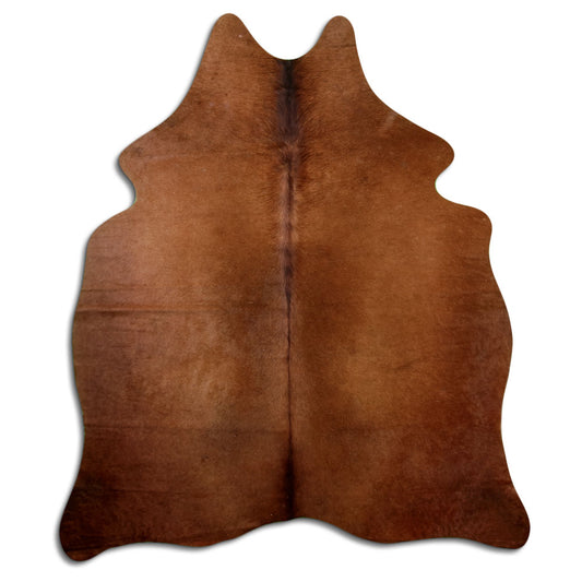 Peau de vache marron d’environ 200 × 170 cm, vue de dessus : exactement la peau que vous recevez