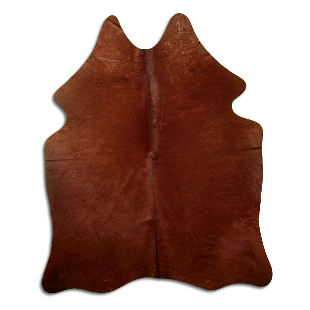 Peau de vache marron d’environ 190 × 160 cm, vue de dessus : exactement la peau que vous recevez