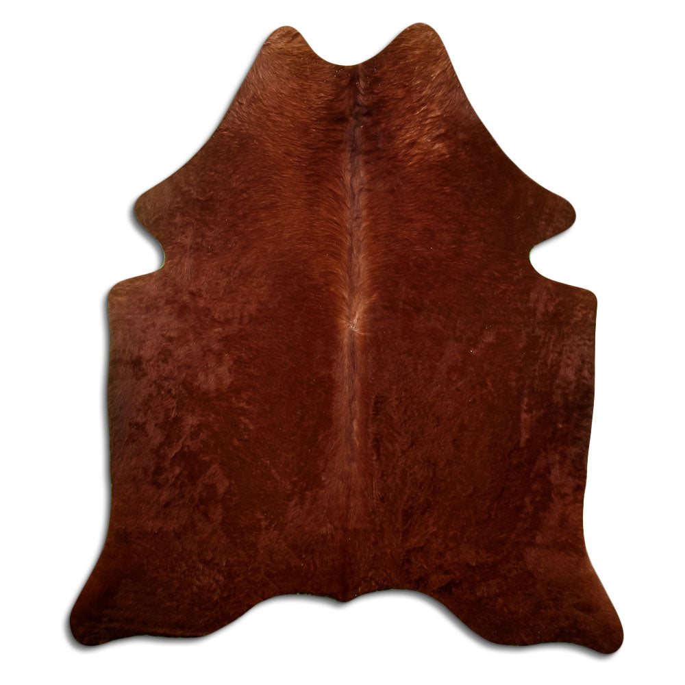 Peau de vache marron d’environ 190 × 170 cm, vue de dessus : exactement la peau que vous recevez