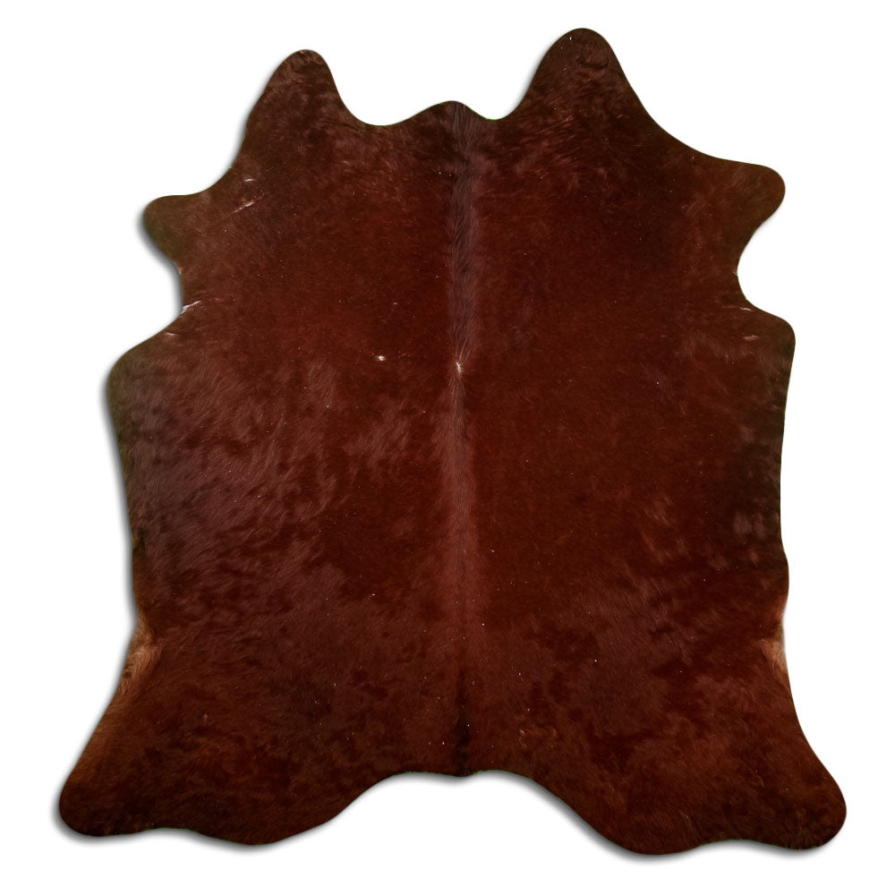 Peau de vache marron d’environ 180 × 180 cm, vue de dessus : exactement la peau que vous recevez
