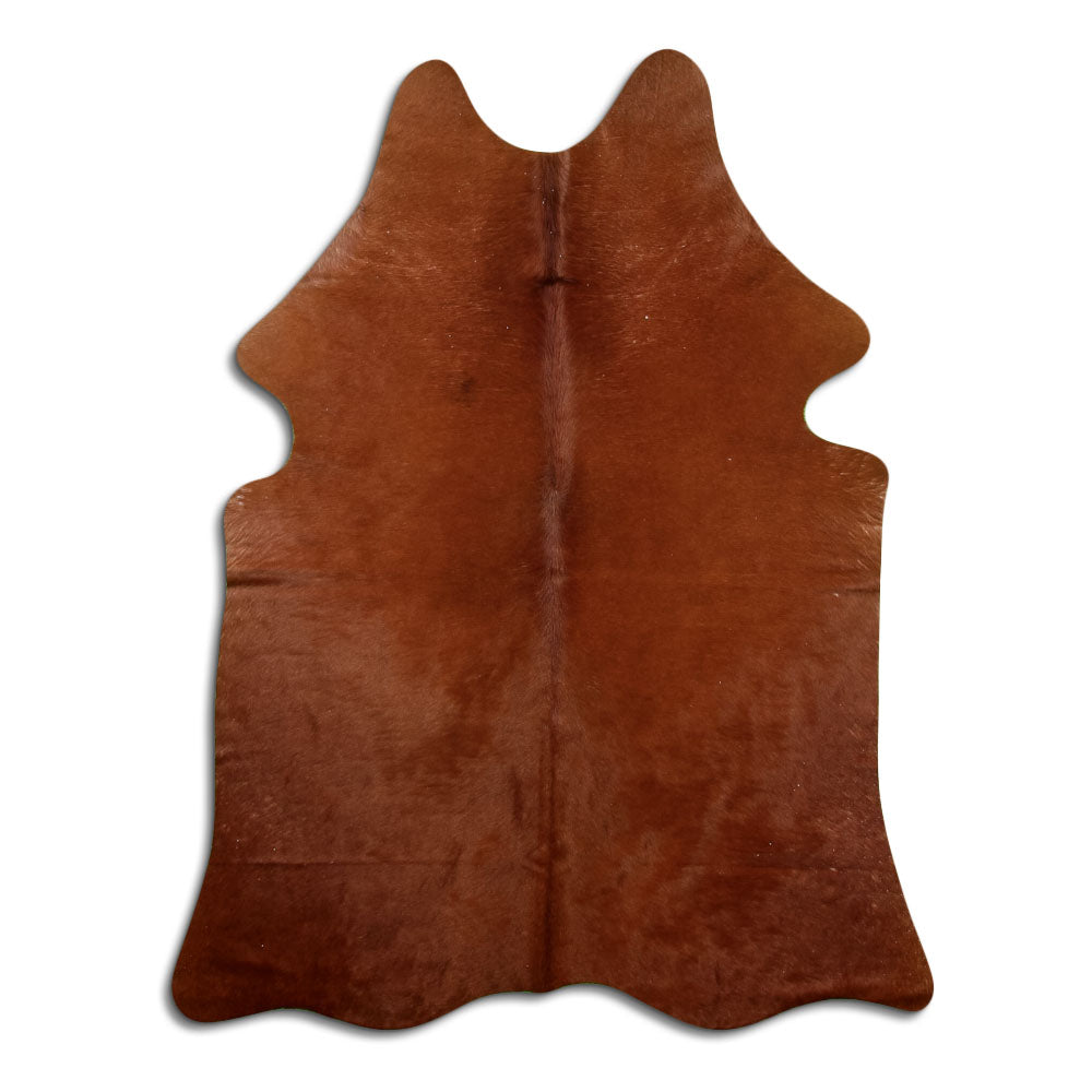 Peau de vache marron d’environ 180 × 140 cm, vue de dessus : exactement la peau que vous recevez