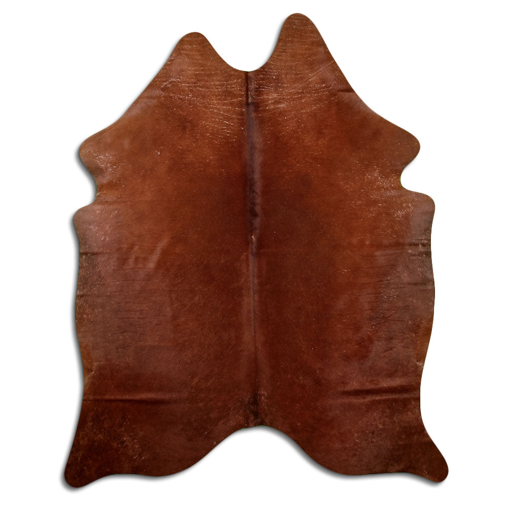 Peau de vache marron d’environ 190 × 150 cm, vue de dessus : exactement la peau que vous recevez