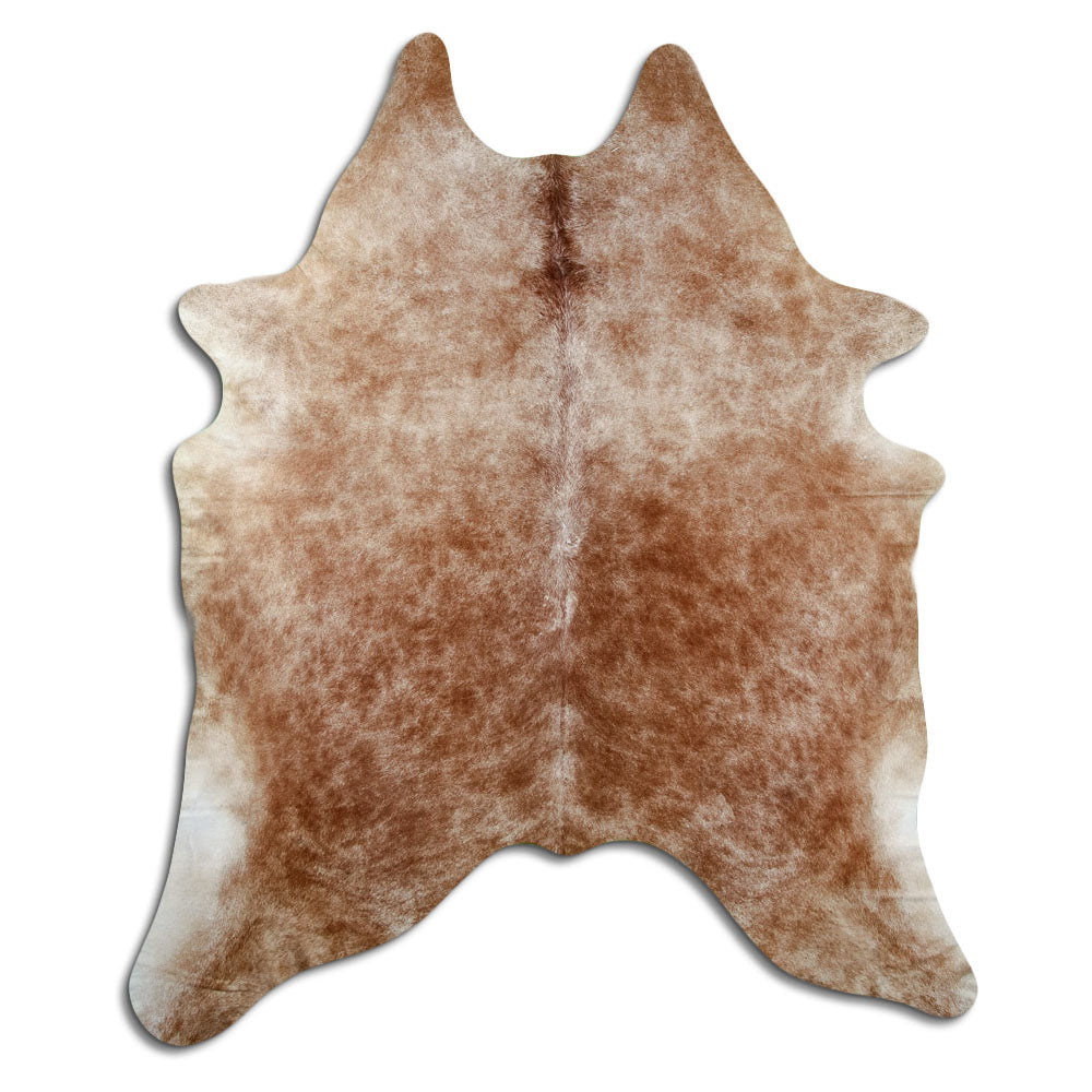 Peau de vache marron d’environ 230 × 190 cm, vue de dessus : exactement la peau que vous recevez