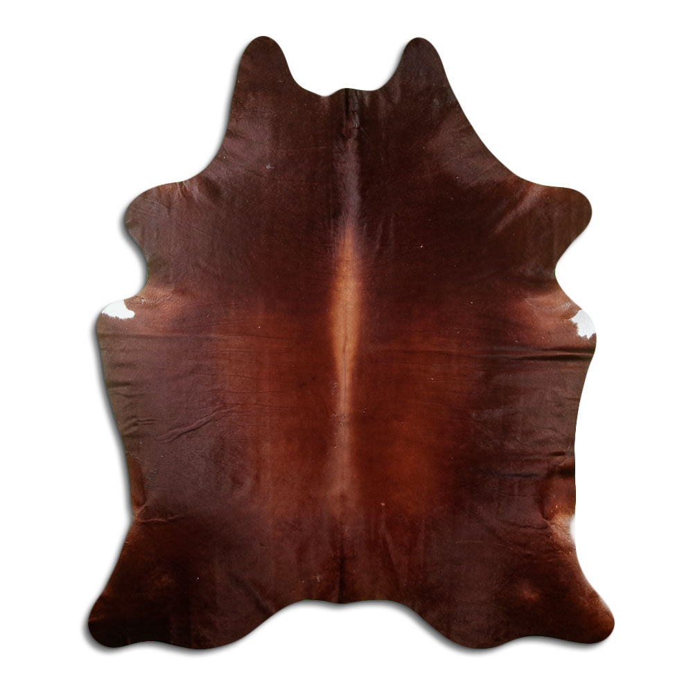 Peau de vache marron d’environ 210 × 180 cm, vue de dessus : exactement la peau que vous recevez