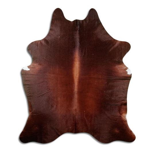 Peau de vache marron d’environ 210 × 180 cm, vue de dessus : exactement la peau que vous recevez