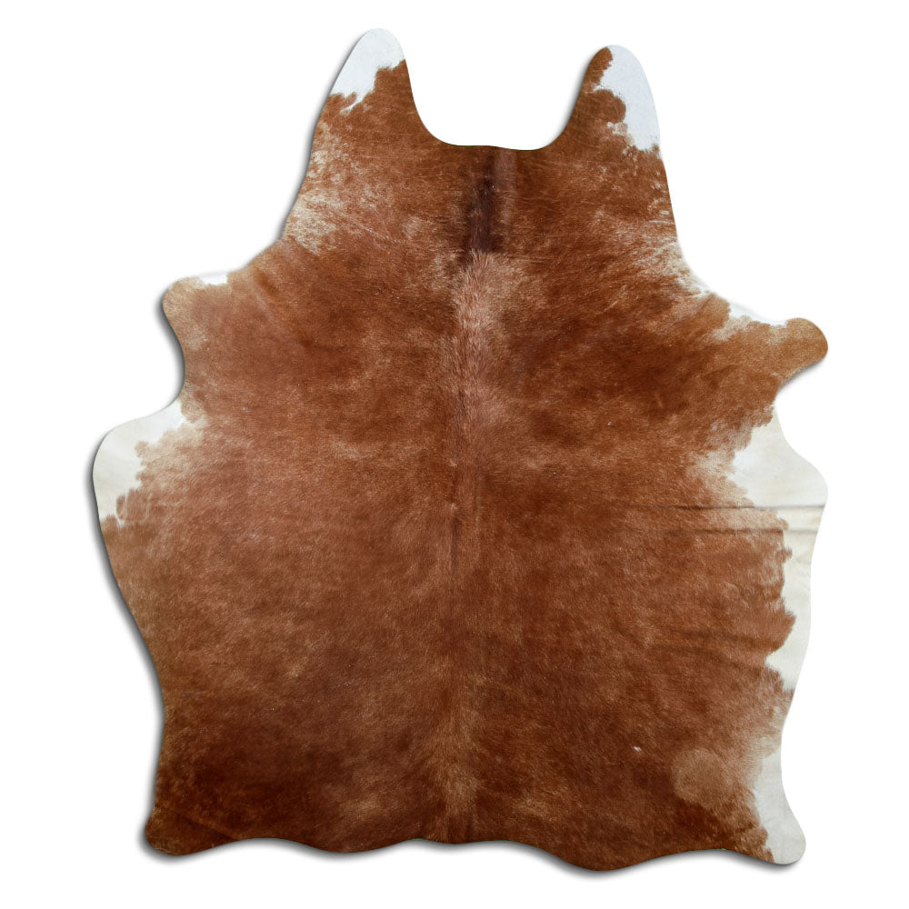 Peau de vache marron d’environ 200 × 160 cm, vue de dessus : exactement la peau que vous recevez