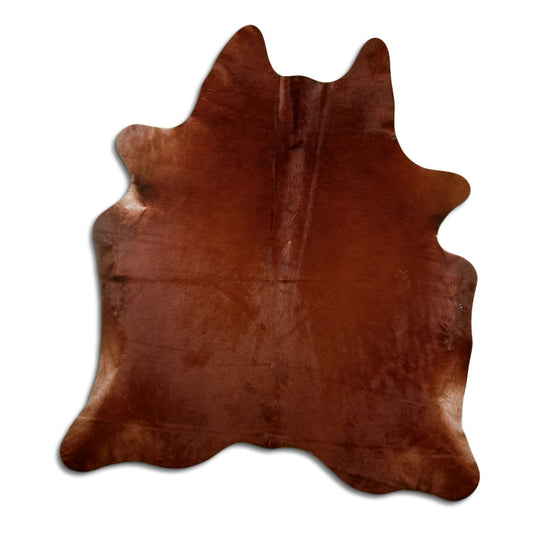 Peau de vache marron d’environ 200 × 180 cm, vue de dessus : exactement la peau que vous recevez
