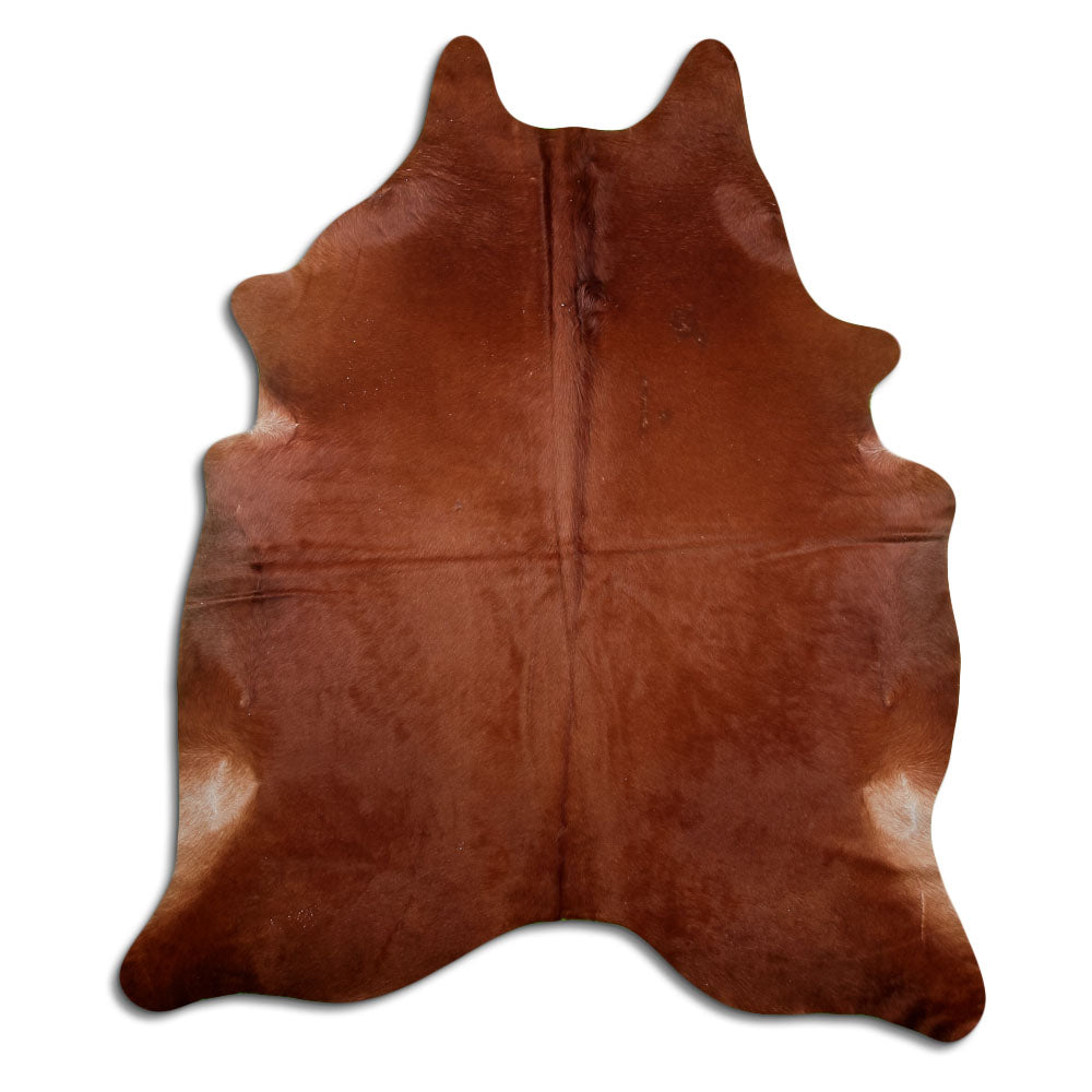 Peau de vache marron d’environ 210 × 180 cm, vue de dessus : exactement la peau que vous recevez