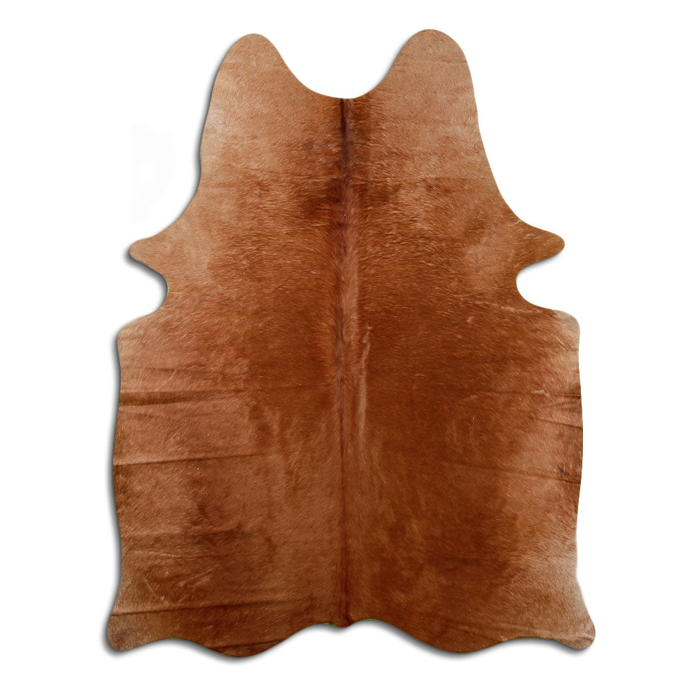 Peau de vache marron d’environ 180 × 140 cm, vue de dessus : exactement la peau que vous recevez
