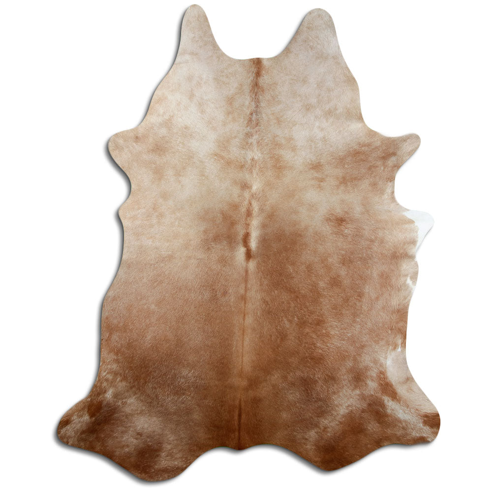Peau de vache marron d’environ 240 × 190 cm, vue de dessus : exactement la peau que vous recevez