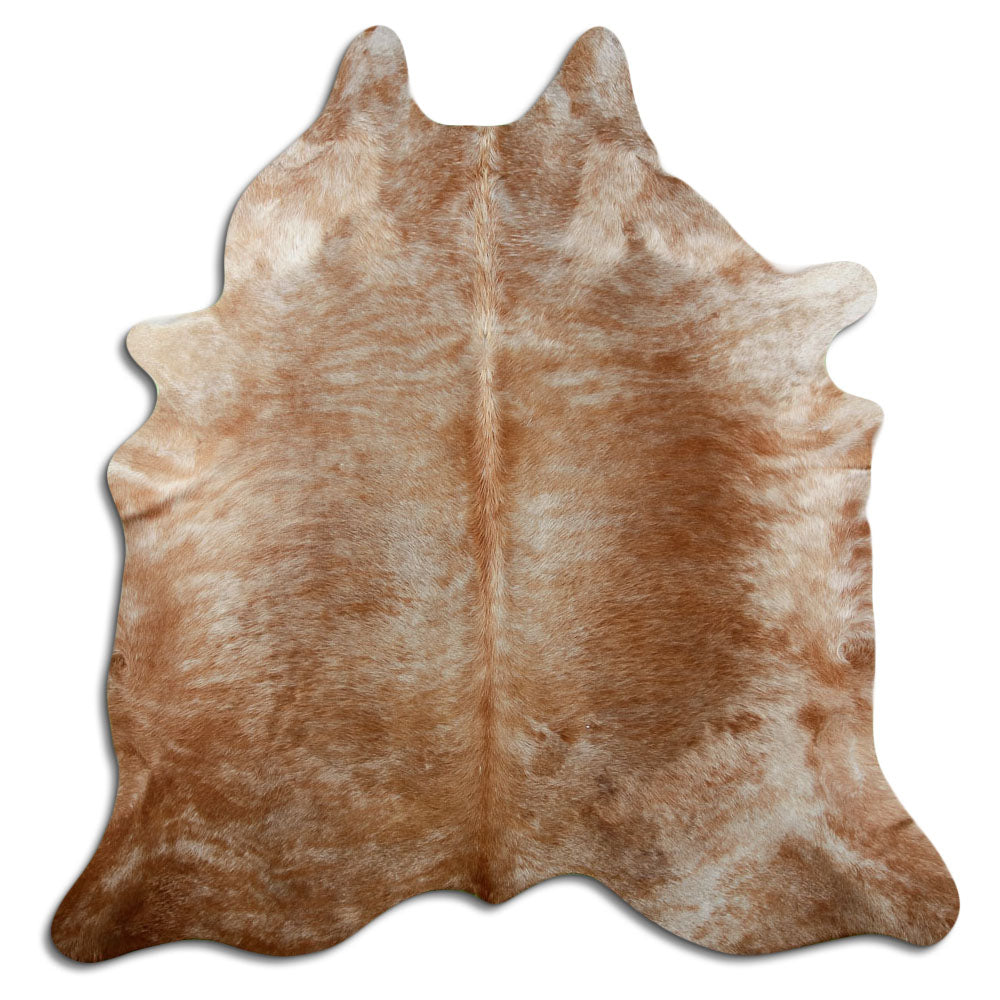 Peau de vache marron d’environ 210 × 200 cm, vue de dessus : exactement la peau que vous recevez