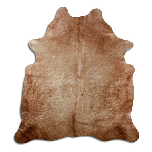 Peau de vache marron d’environ 200 × 190 cm, vue de dessus : exactement la peau que vous recevez