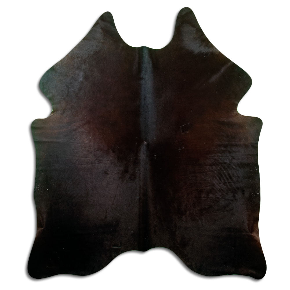 Peau de vache marron d’environ 190 × 170 cm, vue de dessus : exactement la peau que vous recevez