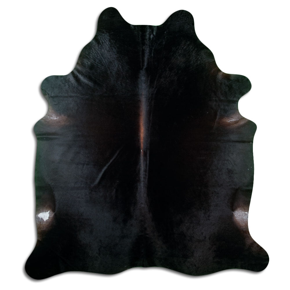 Peau de vache marron d’environ 240 × 210 cm, vue de dessus : exactement la peau que vous recevez