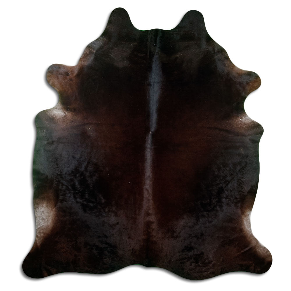Peau de vache marron d’environ 220 × 200 cm, vue de dessus : exactement la peau que vous recevez