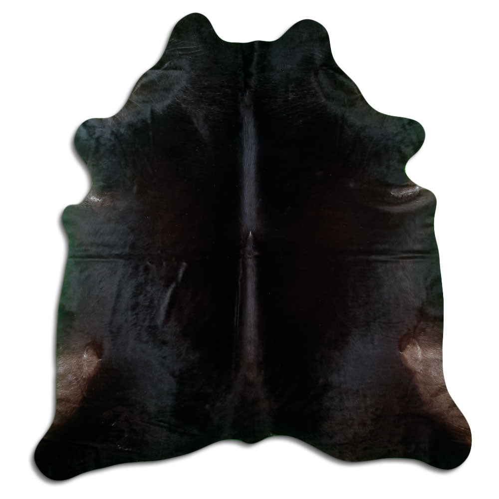 Peau de vache marron d’environ 230 × 210 cm, vue de dessus : exactement la peau que vous recevez
