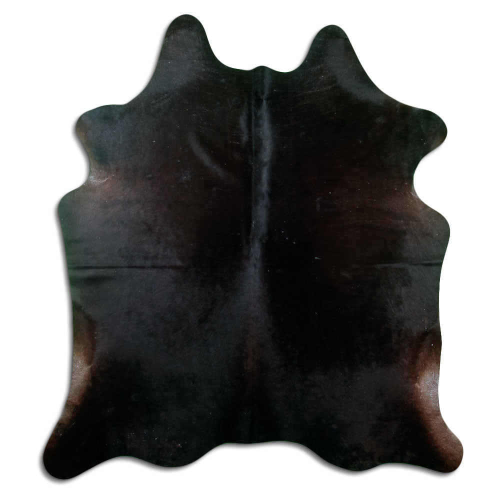 Peau de vache marron d’environ 200 × 180 cm, vue de dessus : exactement la peau que vous recevez