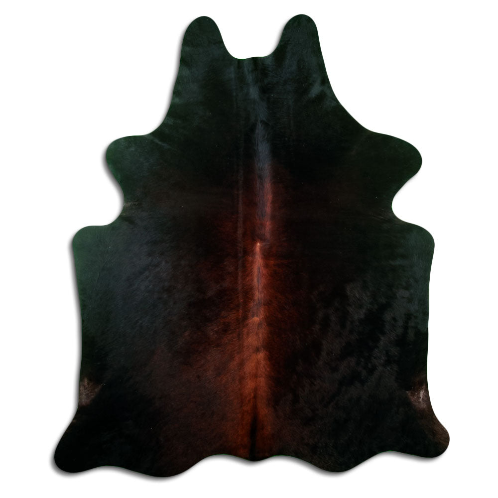 Peau de vache marron d’environ 200 × 170 cm, vue de dessus : exactement la peau que vous recevez