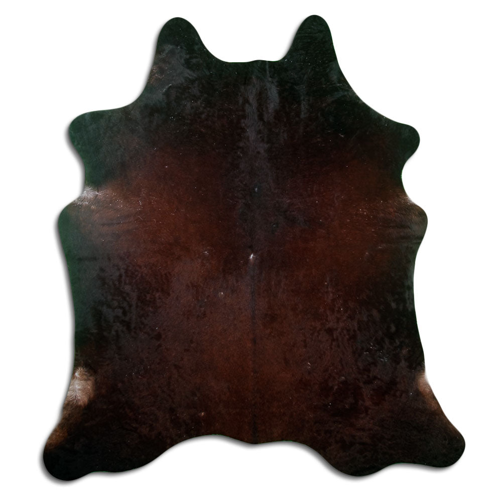 Peau de vache marron d’environ 190 × 170 cm, vue de dessus : exactement la peau que vous recevez
