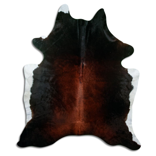 Peau de vache marron d’environ 210 × 180 cm, vue de dessus : exactement la peau que vous recevez