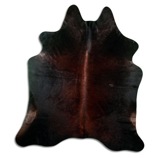 Peau de vache marron d’environ 200 × 180 cm, vue de dessus : exactement la peau que vous recevez