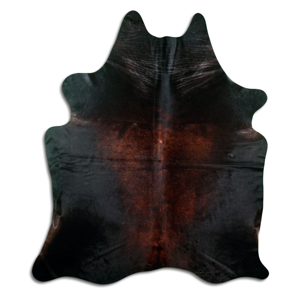 Peau de vache marron d’environ 210 × 180 cm, vue de dessus : exactement la peau que vous recevez