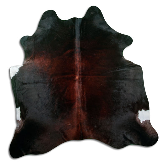Peau de vache marron d’environ 180 × 180 cm, vue de dessus : exactement la peau que vous recevez
