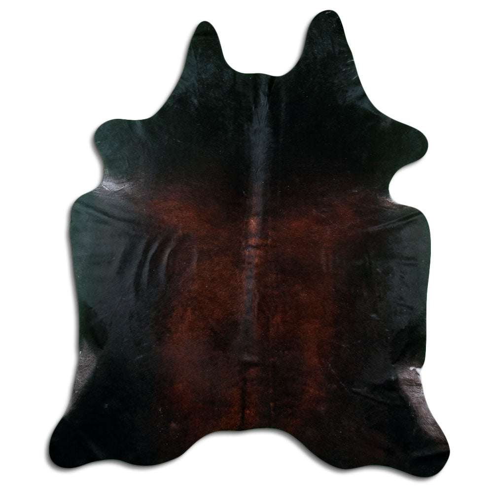 Peau de vache marron d’environ 210 × 180 cm, vue de dessus : exactement la peau que vous recevez