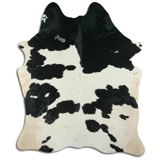 Peau de vache noire et blanche XL
